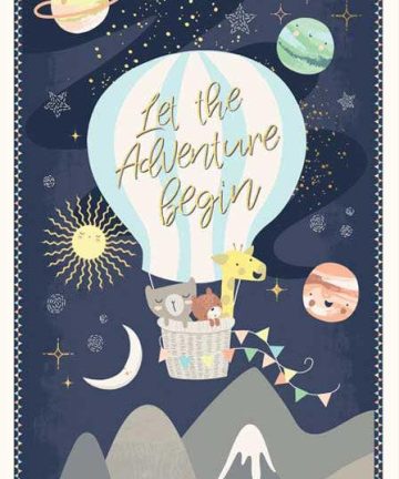 Hot Air Balloon Panel on Blue